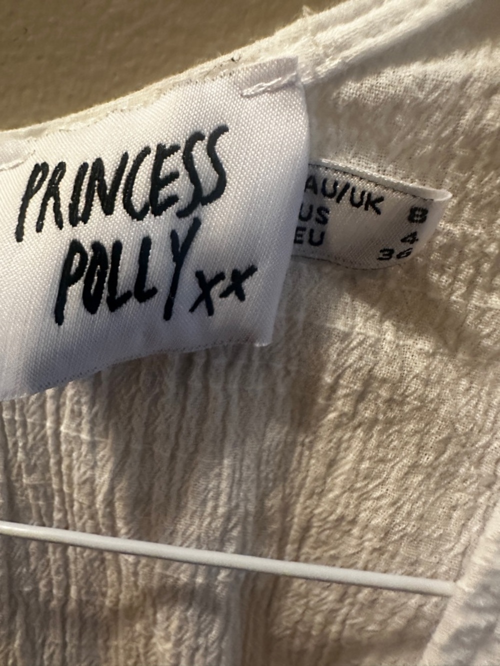Princess Polly White Mini Dress Size 4 Wrap Style Ruffle Hem Cotton Summer - Picture 3 of 5